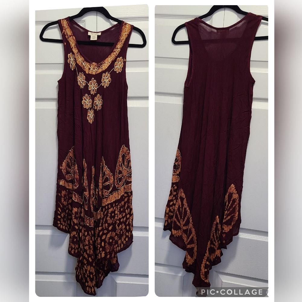 Beach cover up midi semi sheer‎ dress